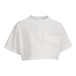 Dou Dou T-Shirt Girocollo Tinta Unita Modello Crop per Bambina DW8A51 BIANCO DOU DOU 