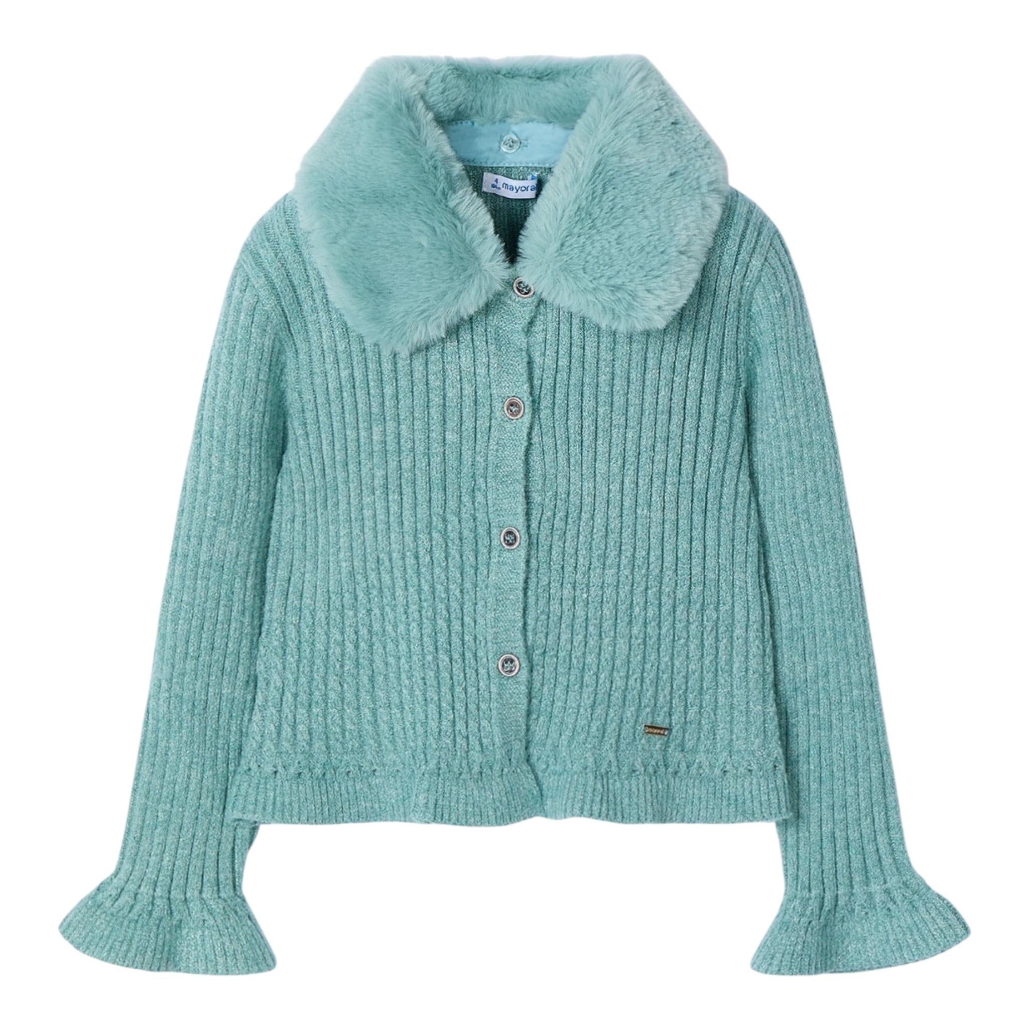 MAYORAL cardigan tinta unita con colletto rimovibile Verde per Bambina 4362X VERDE MAYORAL 