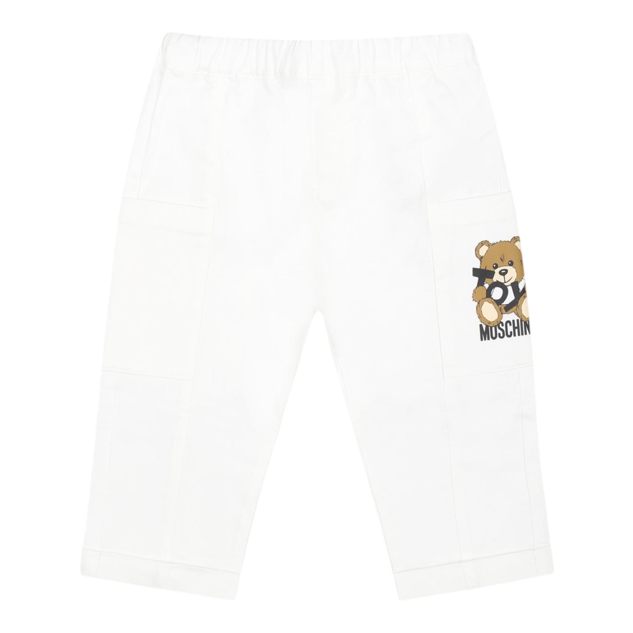 Moschino Pantalone Tinta Unita con Elastico In Vita per Bambino MUP05CX BIANCO MOSCHINO 