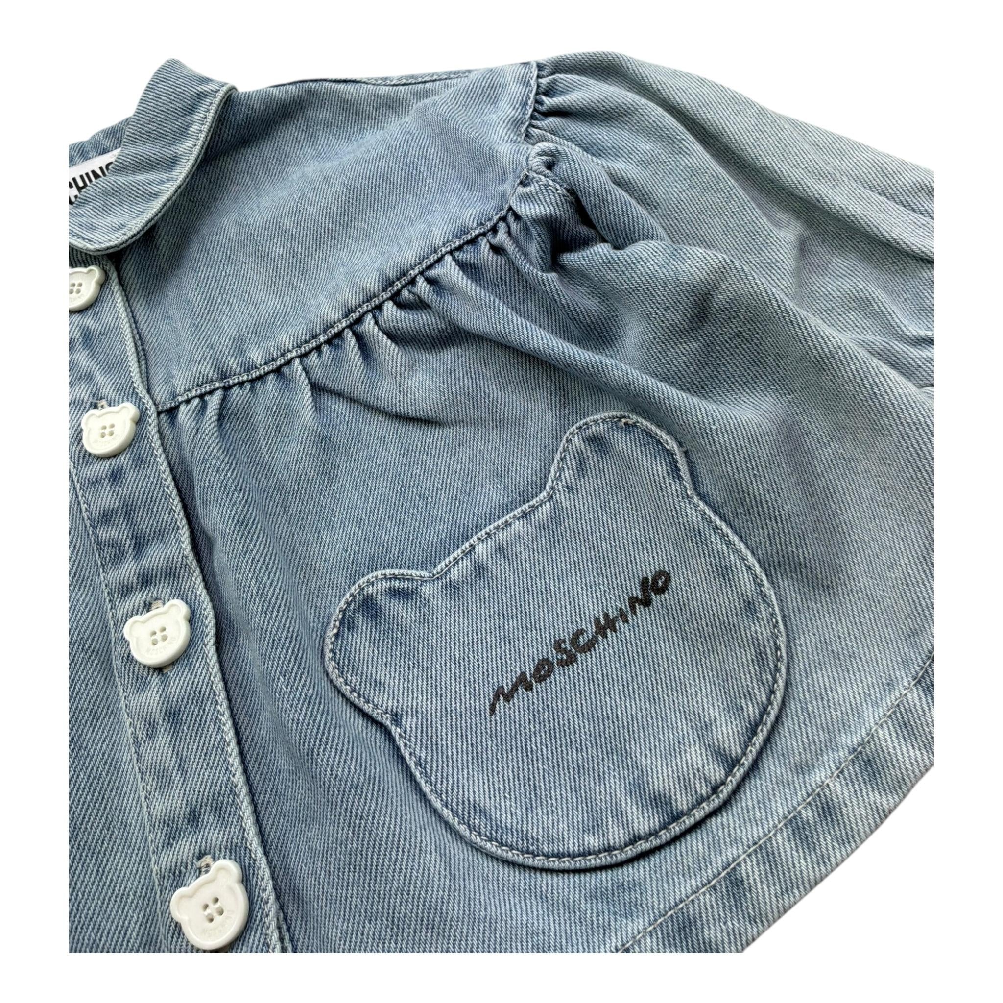 Moschino Camicia In Denim Tinta Unita con Logo per Neonata MDS02K AZZURRO MOSCHINO 