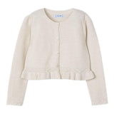 Mayoral Cardigan Tinta Unita con Rouches per Bambina 3374 AVORIO MAYORAL 