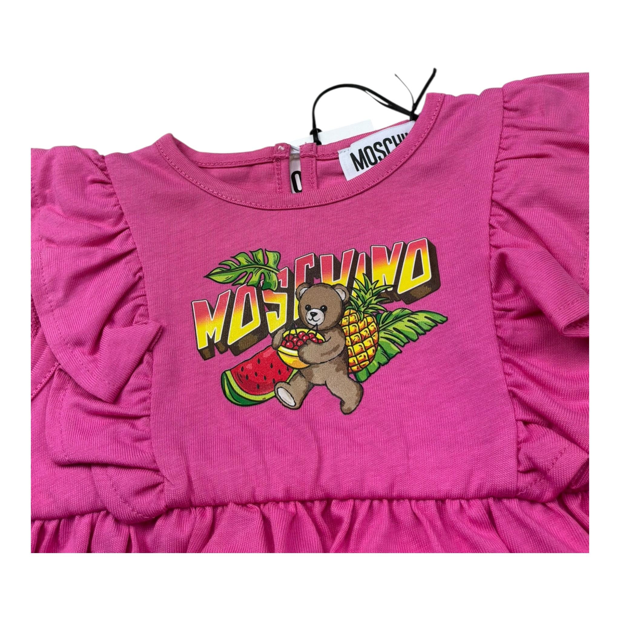 Moschino Abito Tinta Unita con Stampa per Neonata MDV0DH FUXIA MOSCHINO 