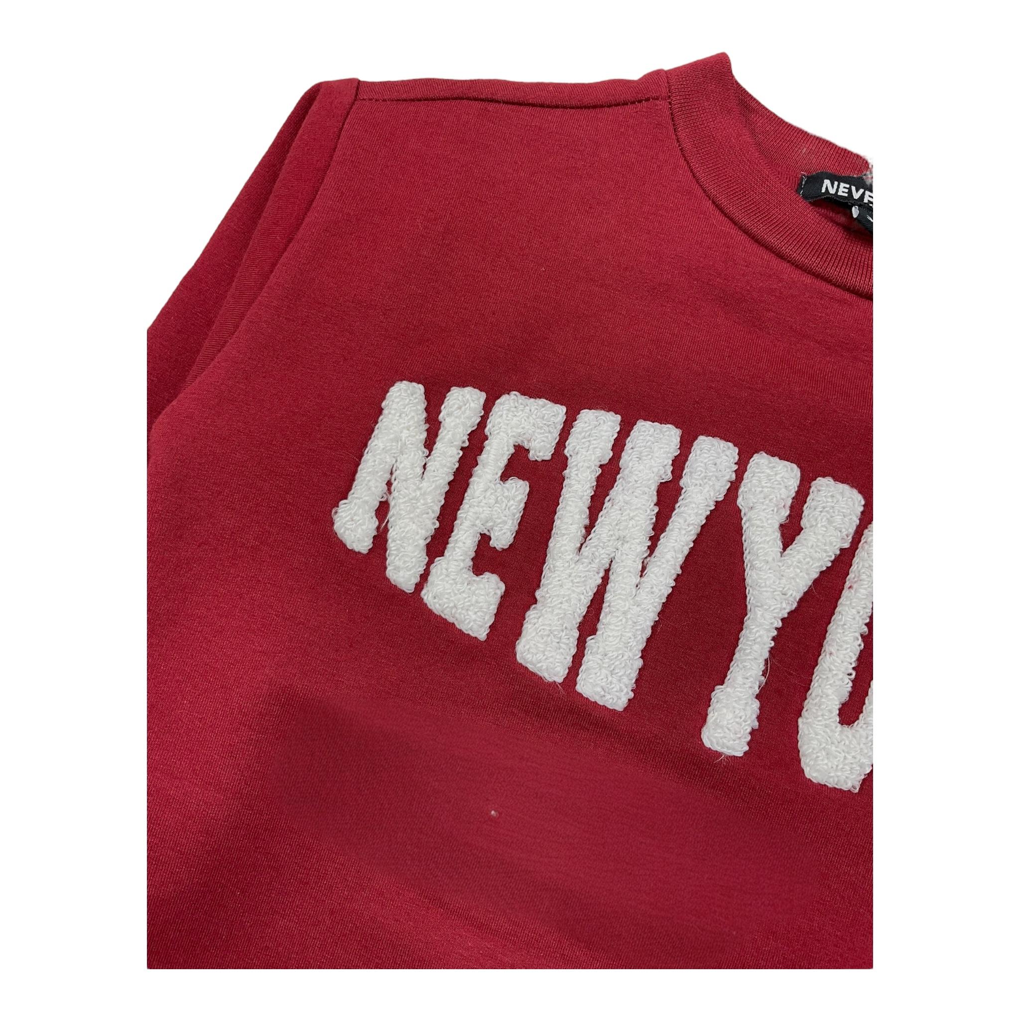 NEVER TOO felpa chiusa girocollo tinta unita con stampa in contrasto Rosso per Bambino NT2204B ROSSO NEVER TOO 