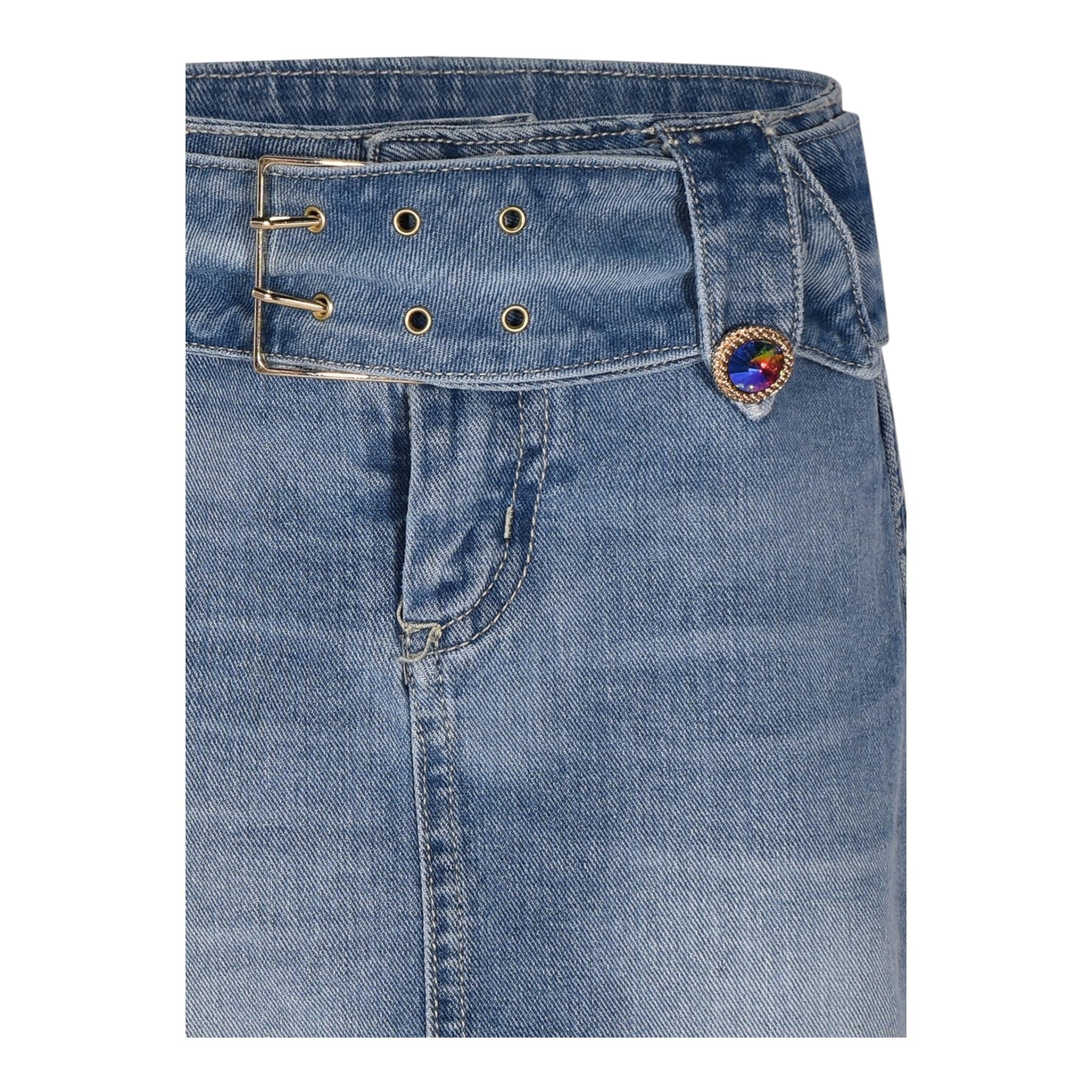 Marc Ellis Gonna In Denim Tinta Unita per Bambina JMJSK01259 BLU MARC ELLIS 