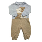 LE BEBE' tutina in maglia bicolore cn ricami orsi Azzurro/beige per Neonato LBB5102 AZZURRO/BEIGE LE BEBE' 