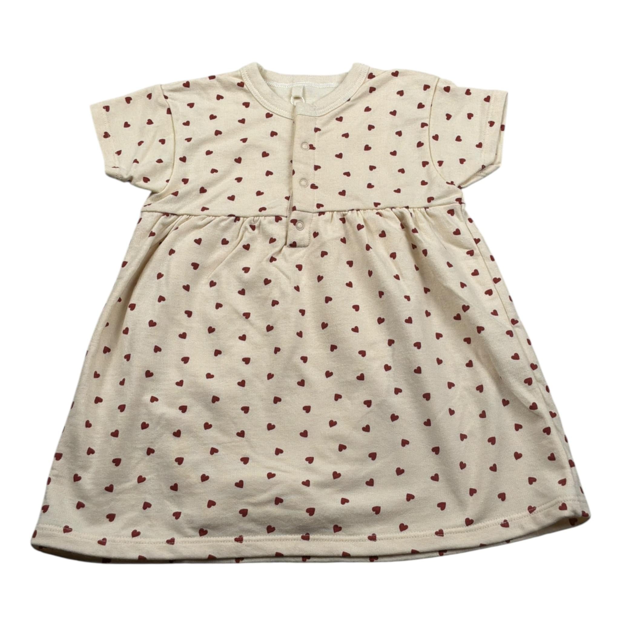 Petit Bateau Abito Mezza Manica tinta unita Fantasia Cuori con Culotte Panna per Neonata A09MR01030 PANNA PETIT BATEAU 