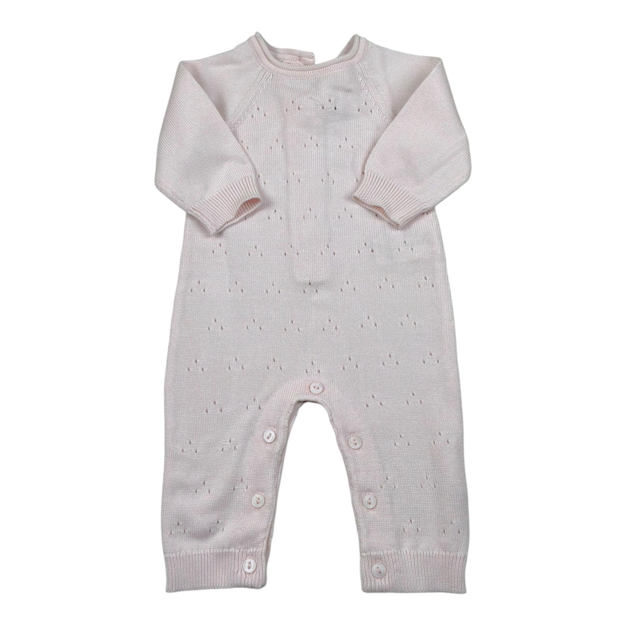 Lalalu' Pagliaccetto Tinta Unita Traforata per Neonata TML21P ROSA LALALU' 