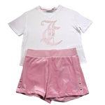 Juicy Couture Completo 2 Pezzi T-Shirt-Short Bicolore per Bambina JBX6512 BIANCO/ROSA JUICY COUTURE 