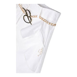 Miss Blumarine Pantalone Tinta Unita Con Rouche Bianco Per Bambina