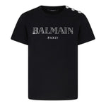 Balmain T-Shirt Tinta Unita con Stampa per Bambina BV8Q21 NERO BALMAIN 