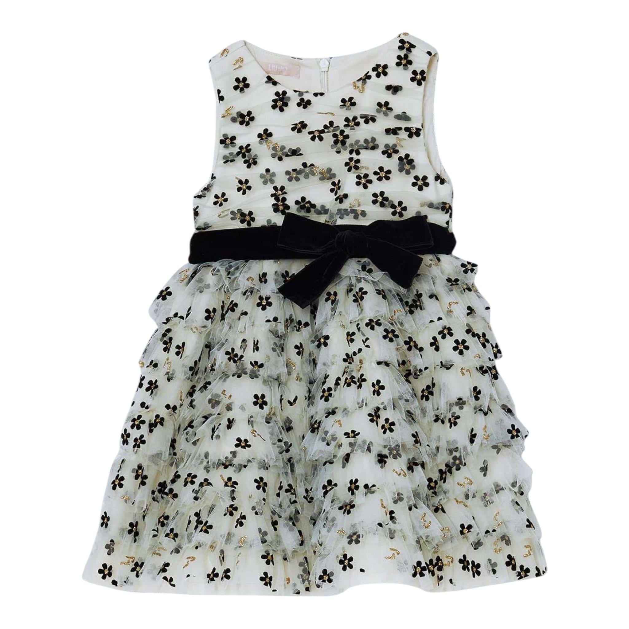 LIU JO abito giromanica tinta unita con tulle e fori Panna per Neonata KF4103XX PANNA LIU JO 