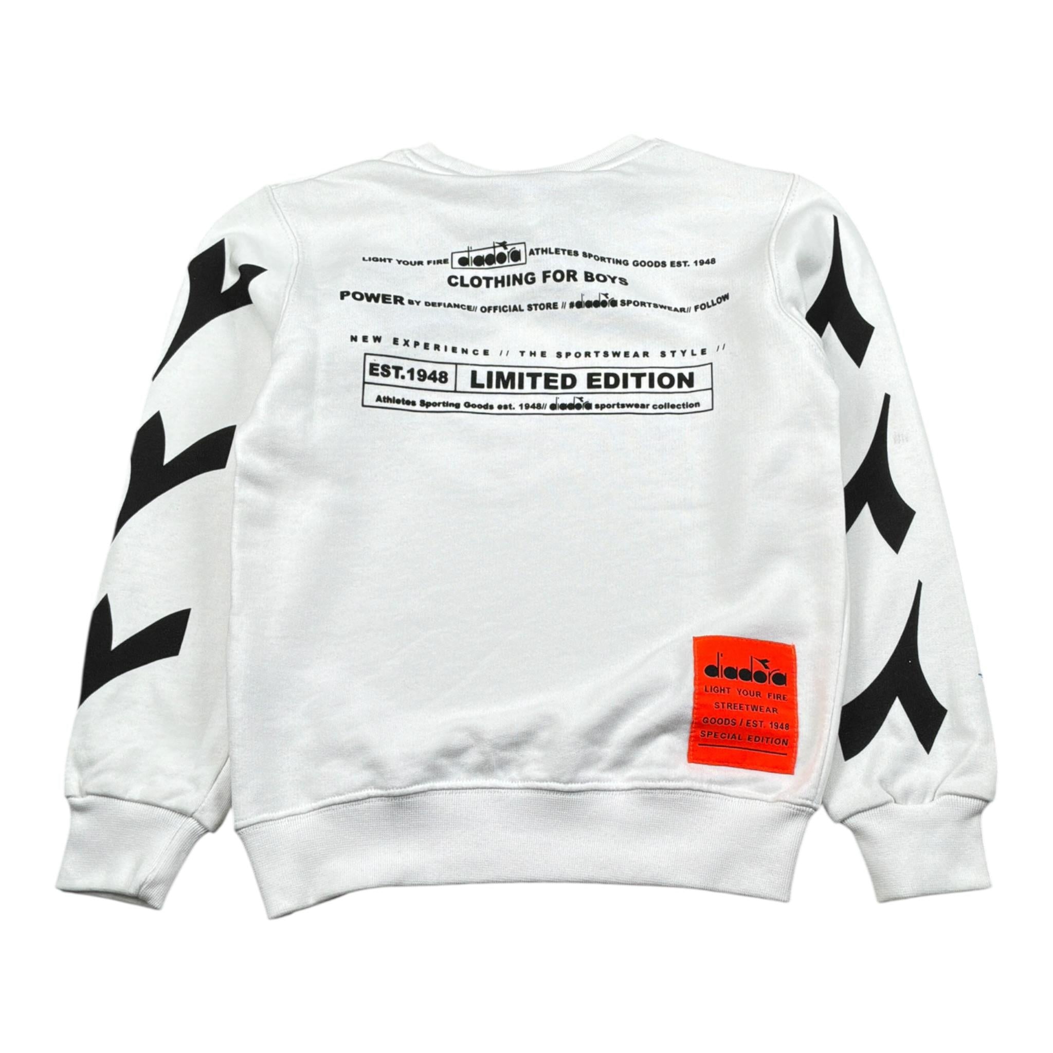 Diadora Felpa Girocollo tinta unita con Stampa Bianco per Bambino 022313 BIANCO DIADORA 