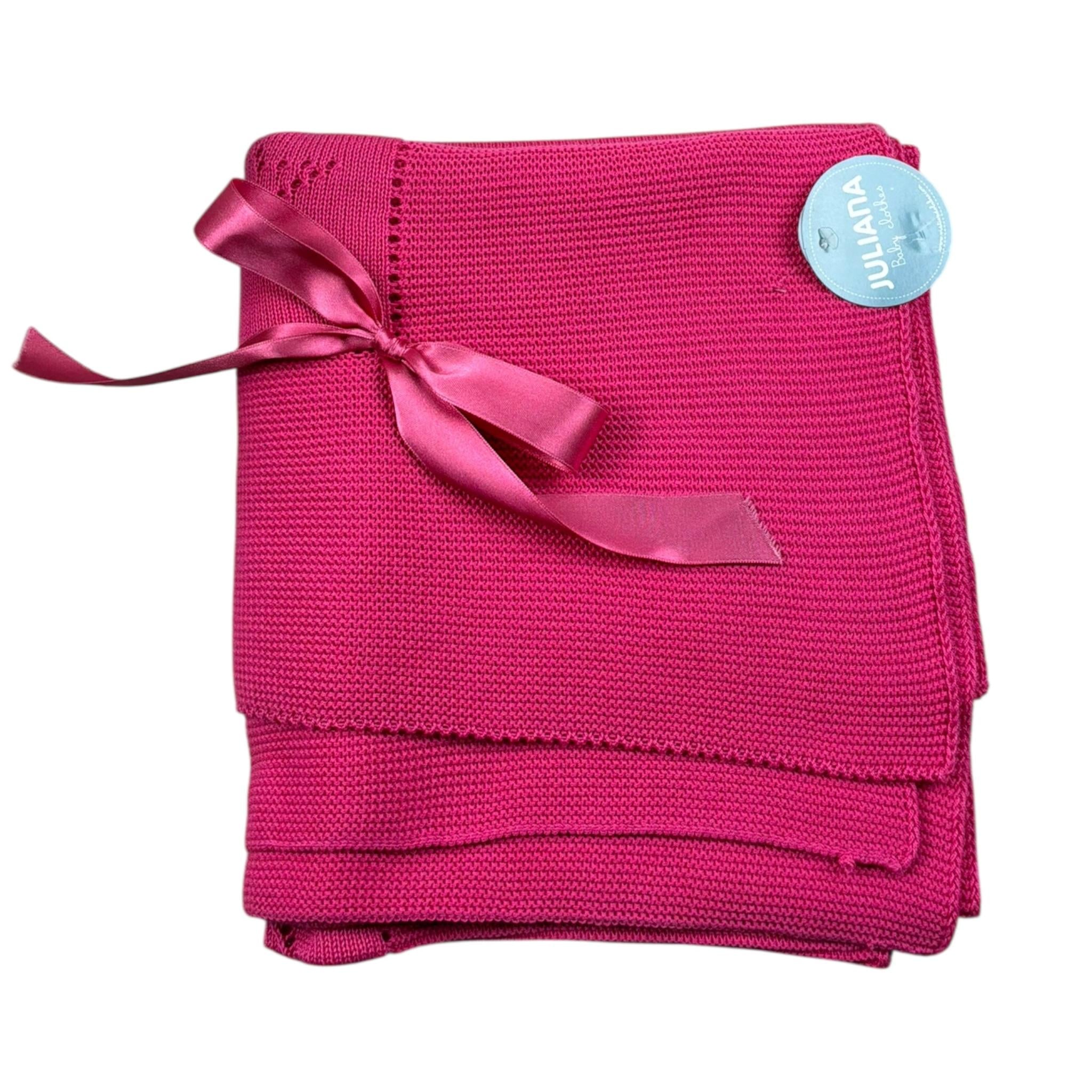 Juliana Coperta tinta unita con Fiocco Fuxia per Neonata J7021 FUXIA JULIANA 