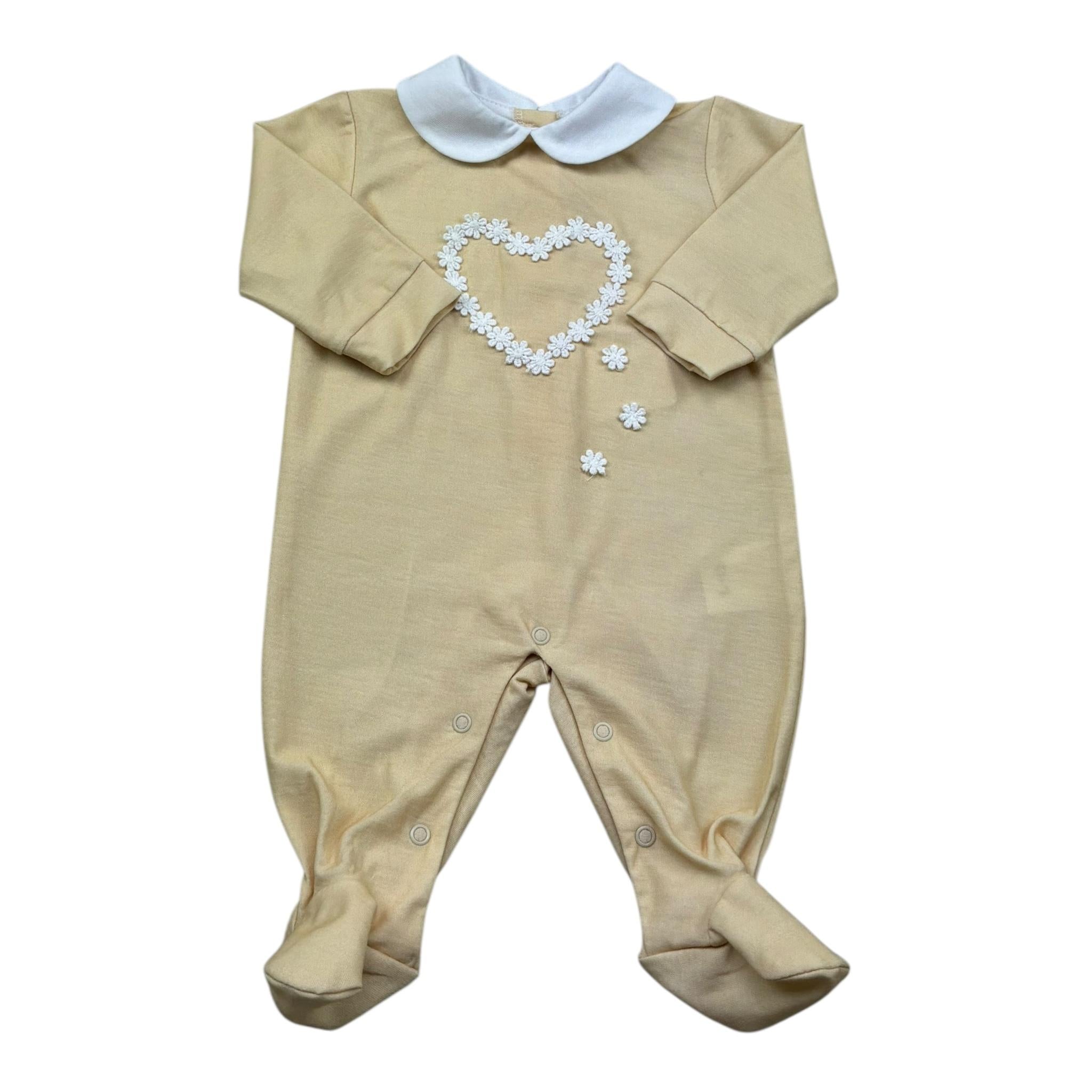 Isabel & Martinez Tutina Manica Lunga Tinta Unita con Ricami per Neonata IM25N400 GIALLO ISABEL & MARTINEZ 