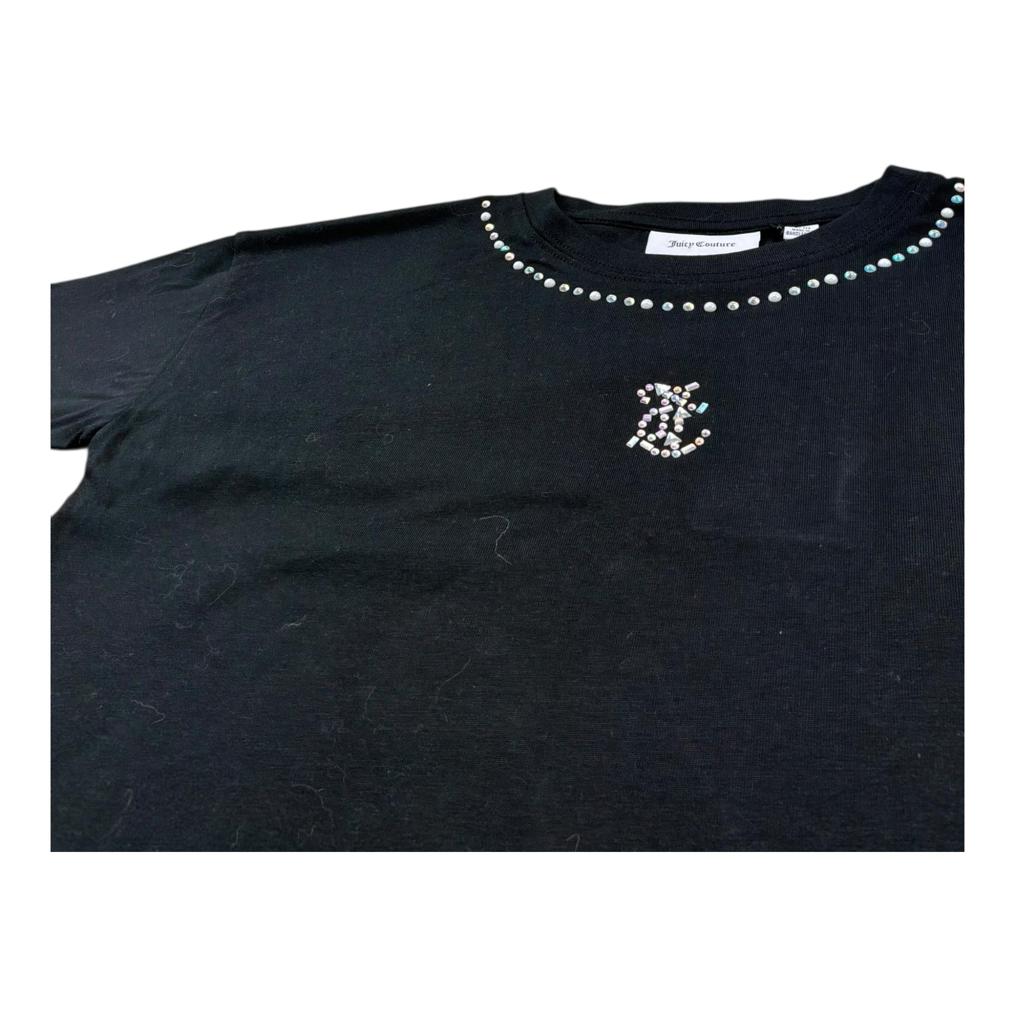 Juicy Couture T-Shirt Girocollo Tinta Unita con Stampa per Bambina JBX6629 NERO JUICY COUTURE 