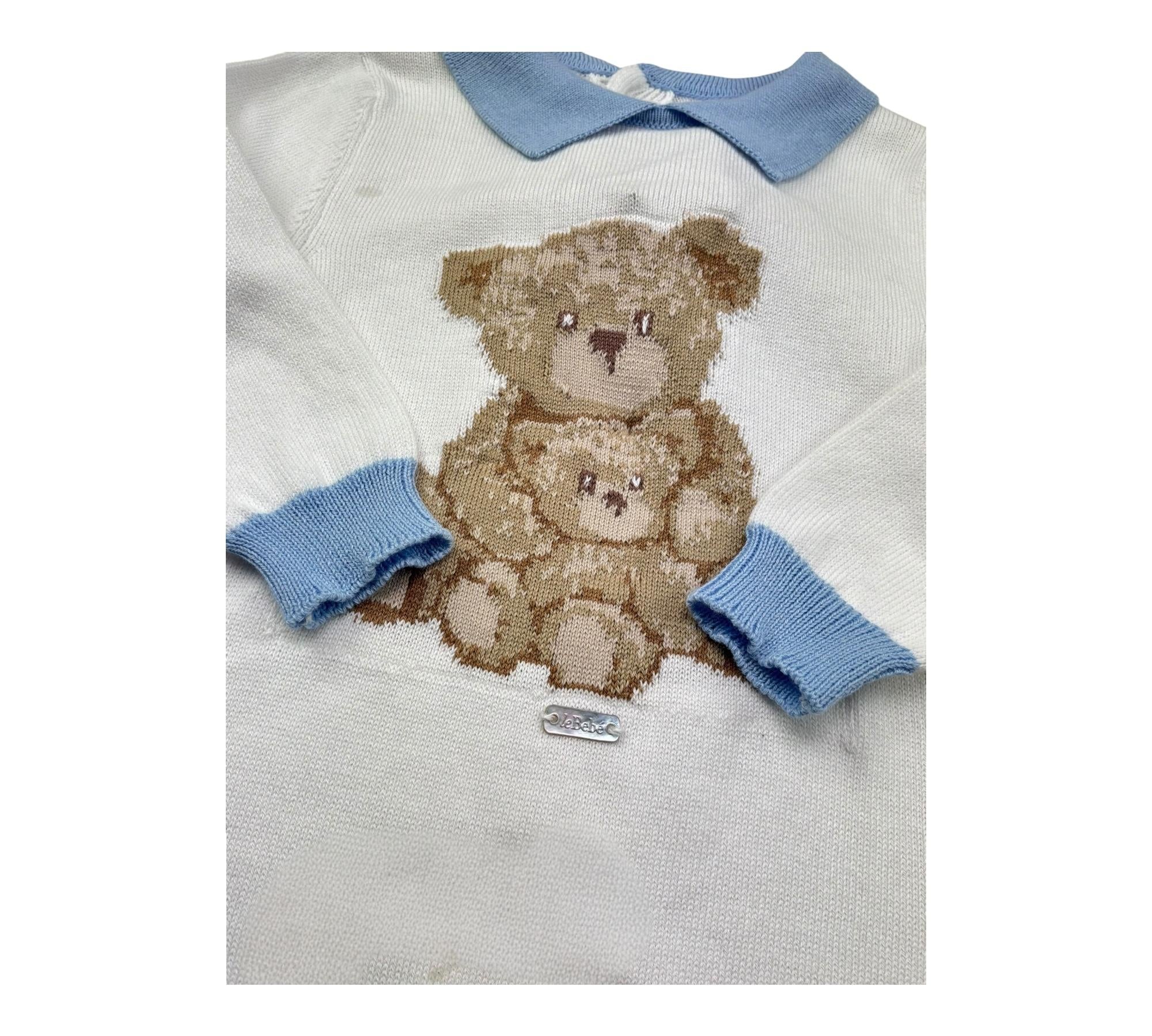 Le Bebe Tutina Manica Lunga Tinta Unita con Ricami per Neonato LBB5317 BIANCO LE BEBE 