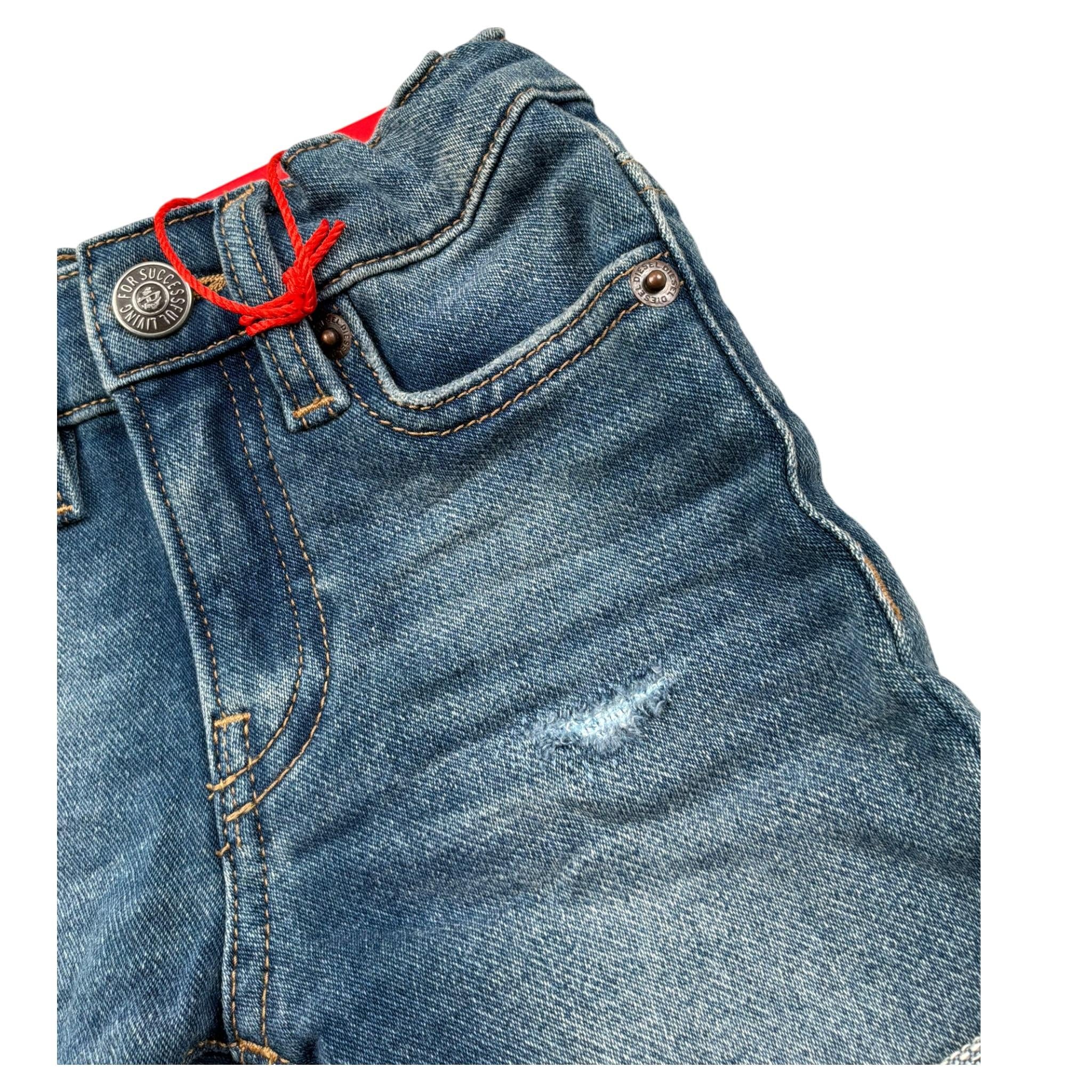 Diesel Bermuda In Denim Tinta Unita Girovita Regolabile per Neonato K00362X BLU DIESEL 