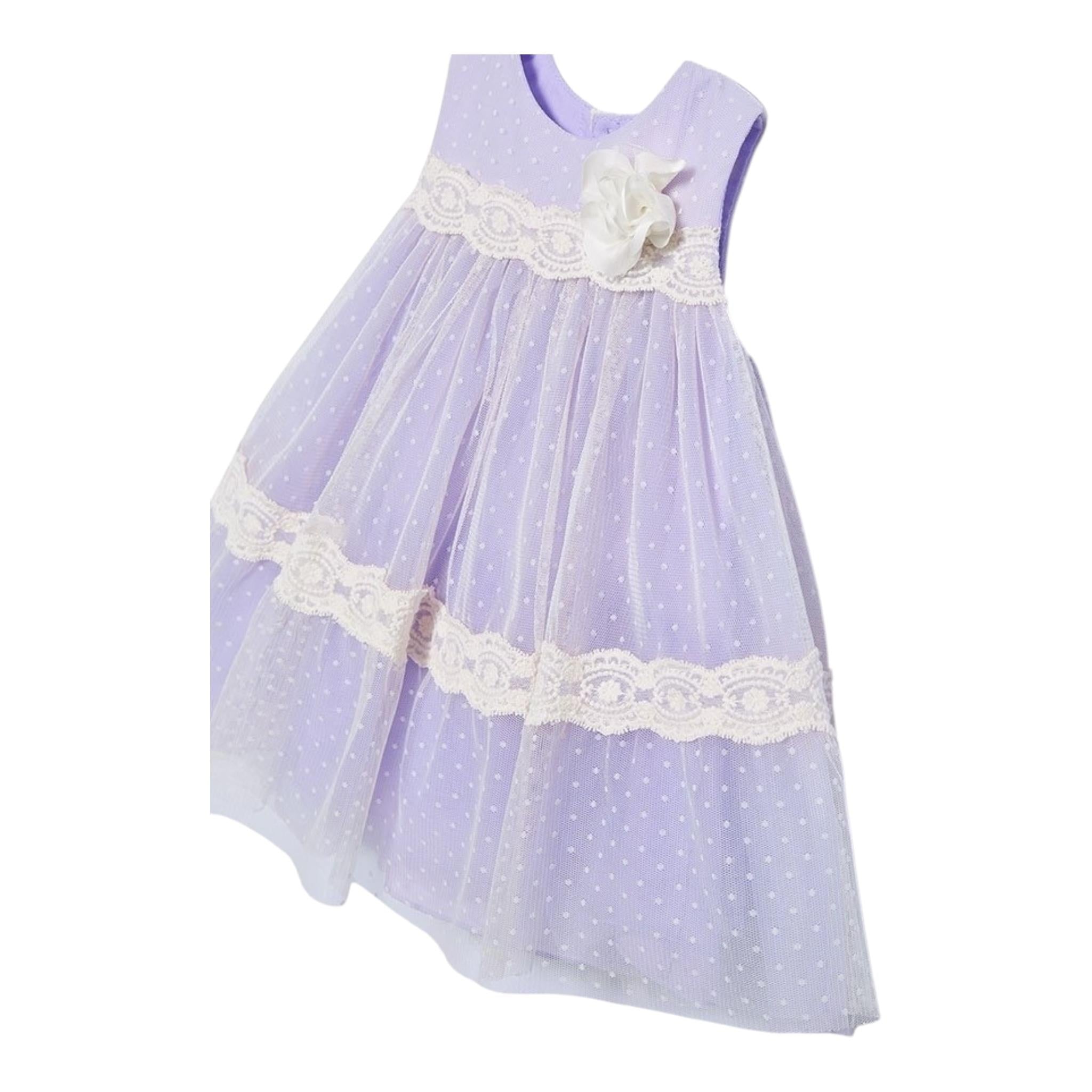 Abel & Lula Abito Cerimonia Tinta Unita con Tulle Giromanica per Bambina 5016J LILLA ABEL & LULA 