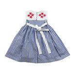 Ilfarobimbi Abito Bicolore con Fantasia A Righe E Colletto per Neonata IFB50576 BIANCO/AZZURRO ILFAROBIMBI 