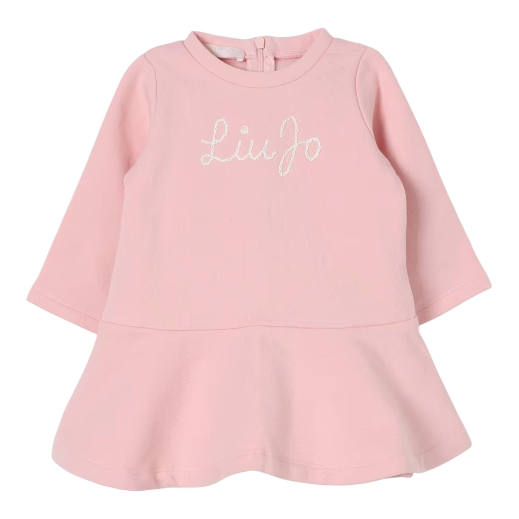 LIU JO abito manica lunga tinta unita con ricamo logo Rosa per Neonata HF4036X ROSA LIU JO 