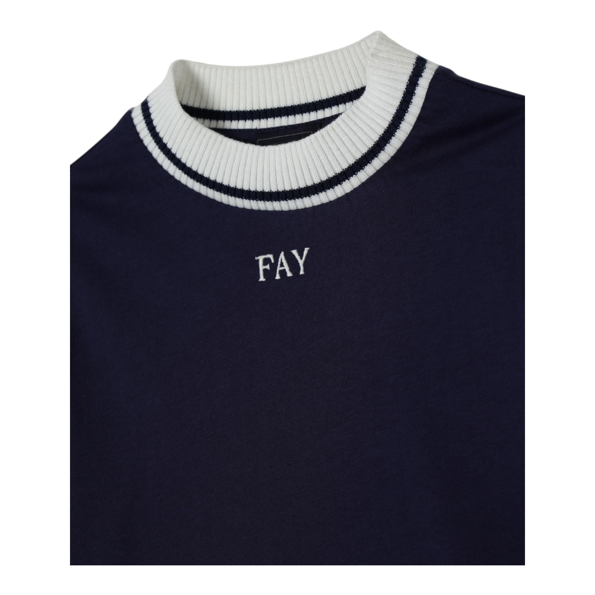 Fay T-Shirt Girocollo con Stampa Tinta Unita per Bambino FW8P91X BLU FAY 