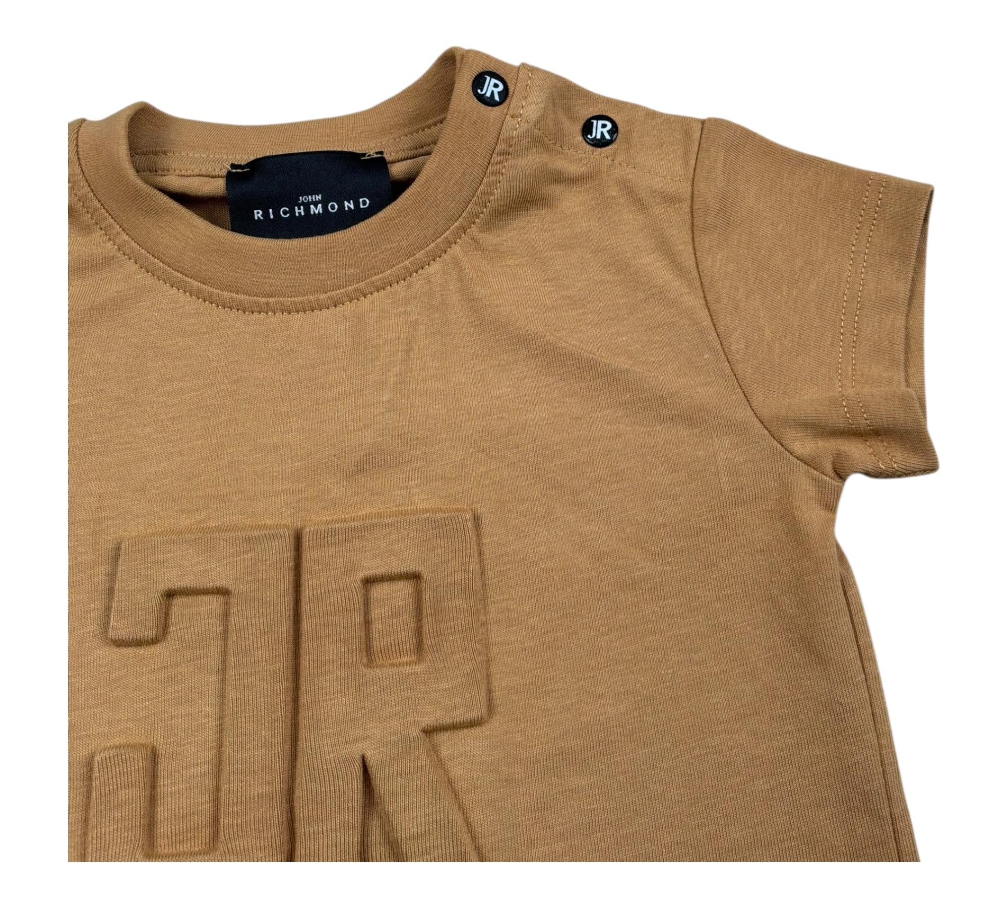 John Richmond T-Shirt Girocollo Tinta Unita con Logo per Neonato RIP26008TS MARRONE JOHN RICHMOND 