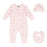Boss Completo 3 Pezzi Tutina-Cappello-Bavetta Tinta Unita per Neonata J52197 ROSA BOSS 
