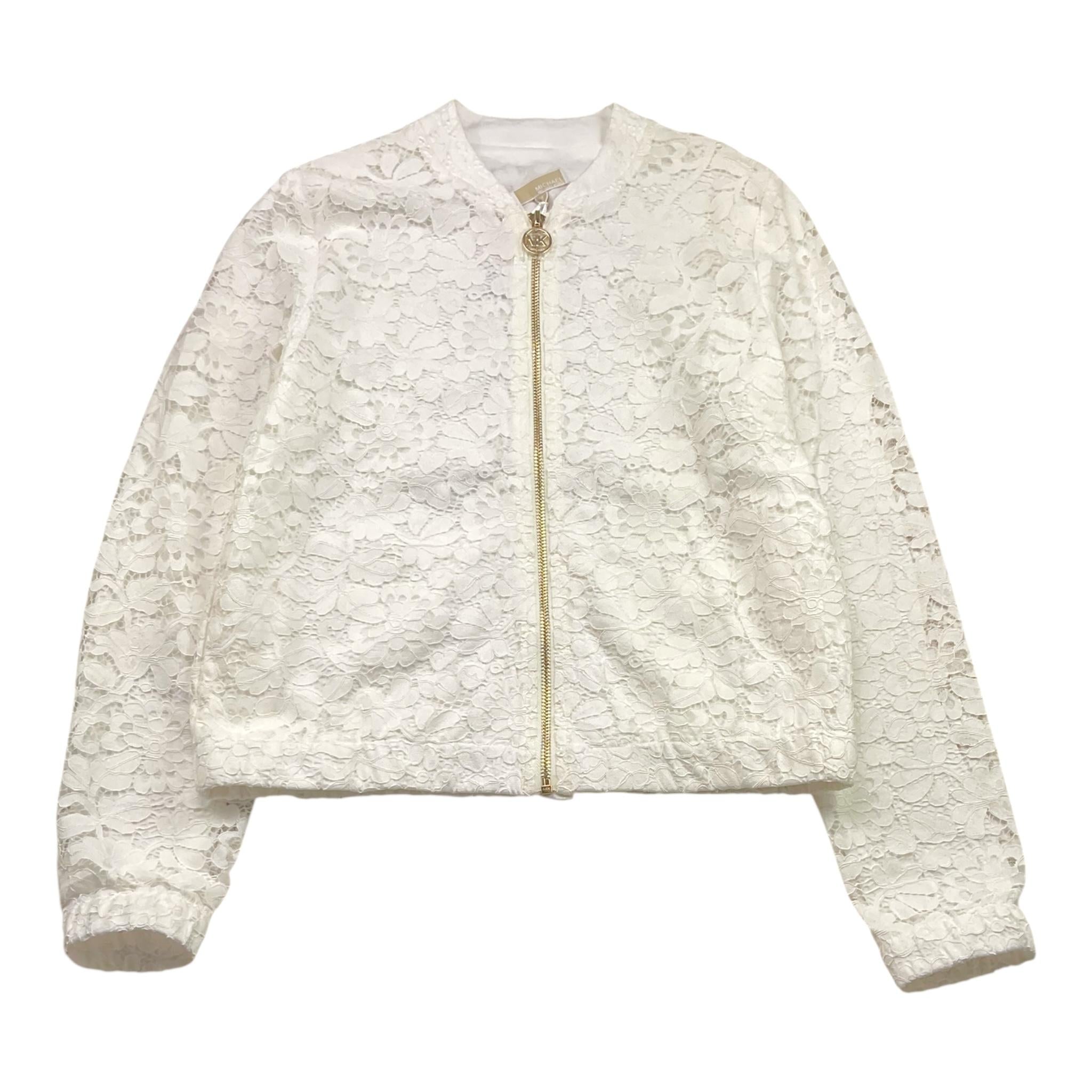 Michael Kors Felpa Tinta Unita con Ricami E Zip per Bambina R30142 BIANCO MICHAEL KORS 