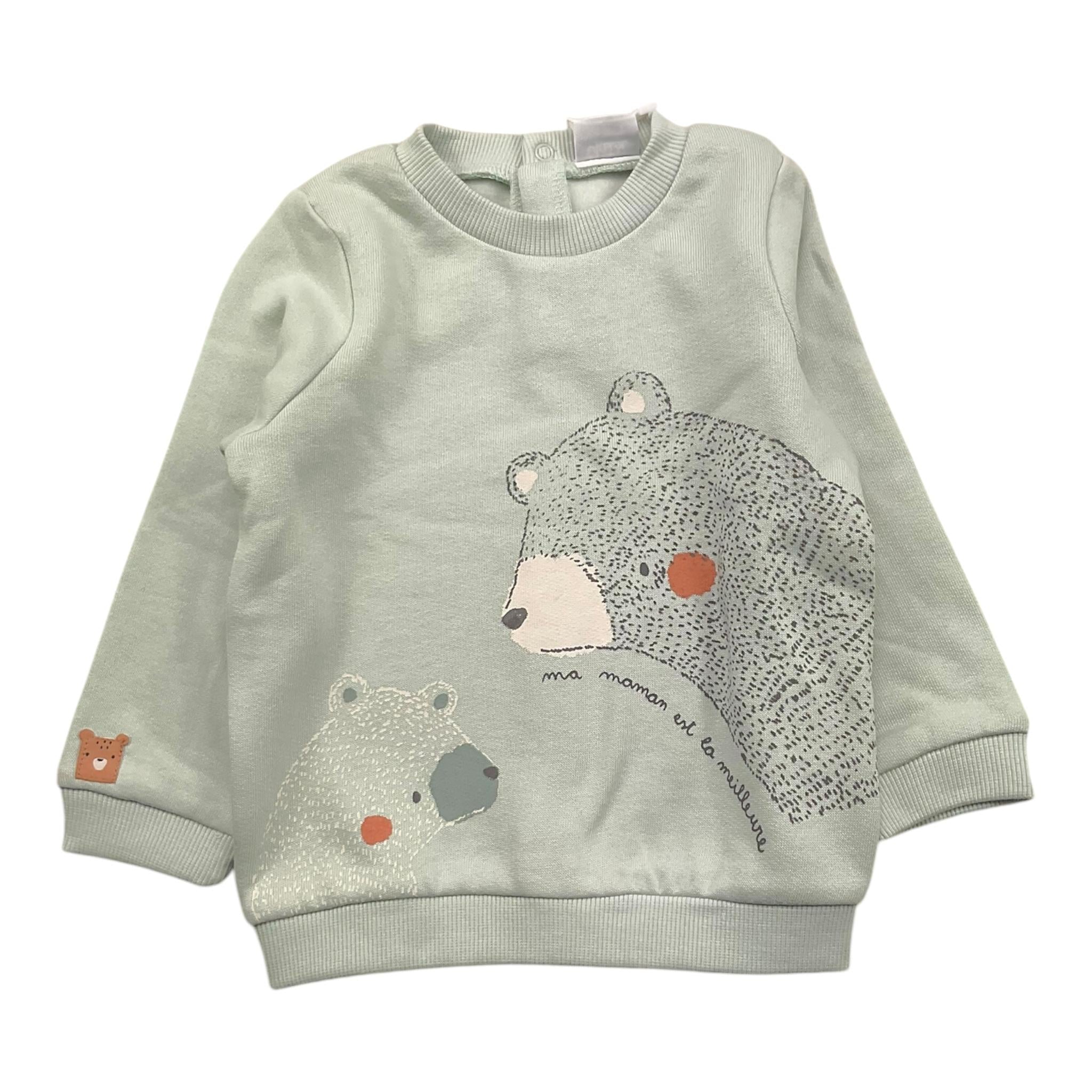 YATSI BABY completo felpa girocollo tinta unita con stampa-pantalone Verde acqua per Neonato 24433530 VERDE ACQUA YATSI BABY 