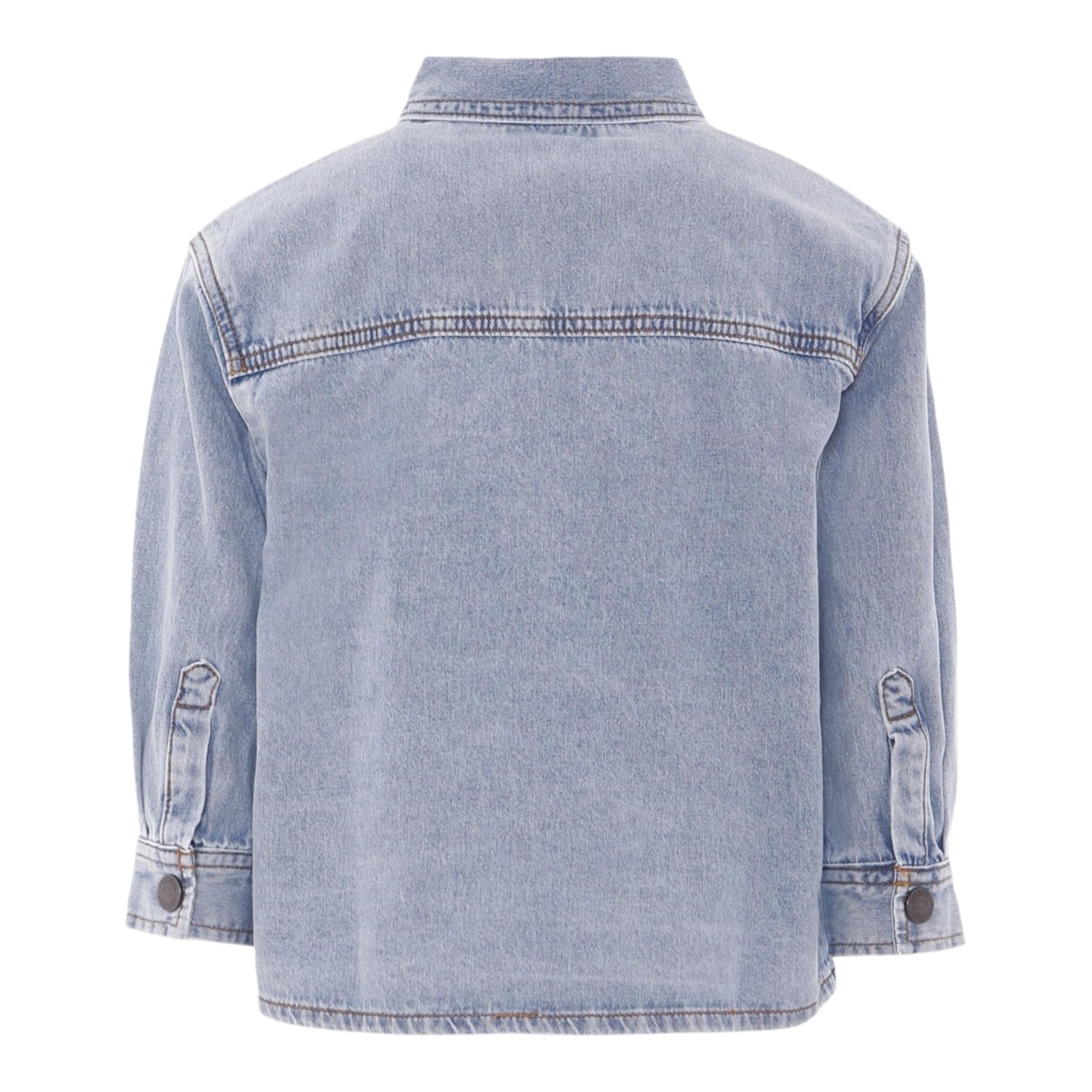 Moschino Camicia In Denim Tinta Unita con Stampa per Bambina HUC01F AZZURRO MOSCHINO 