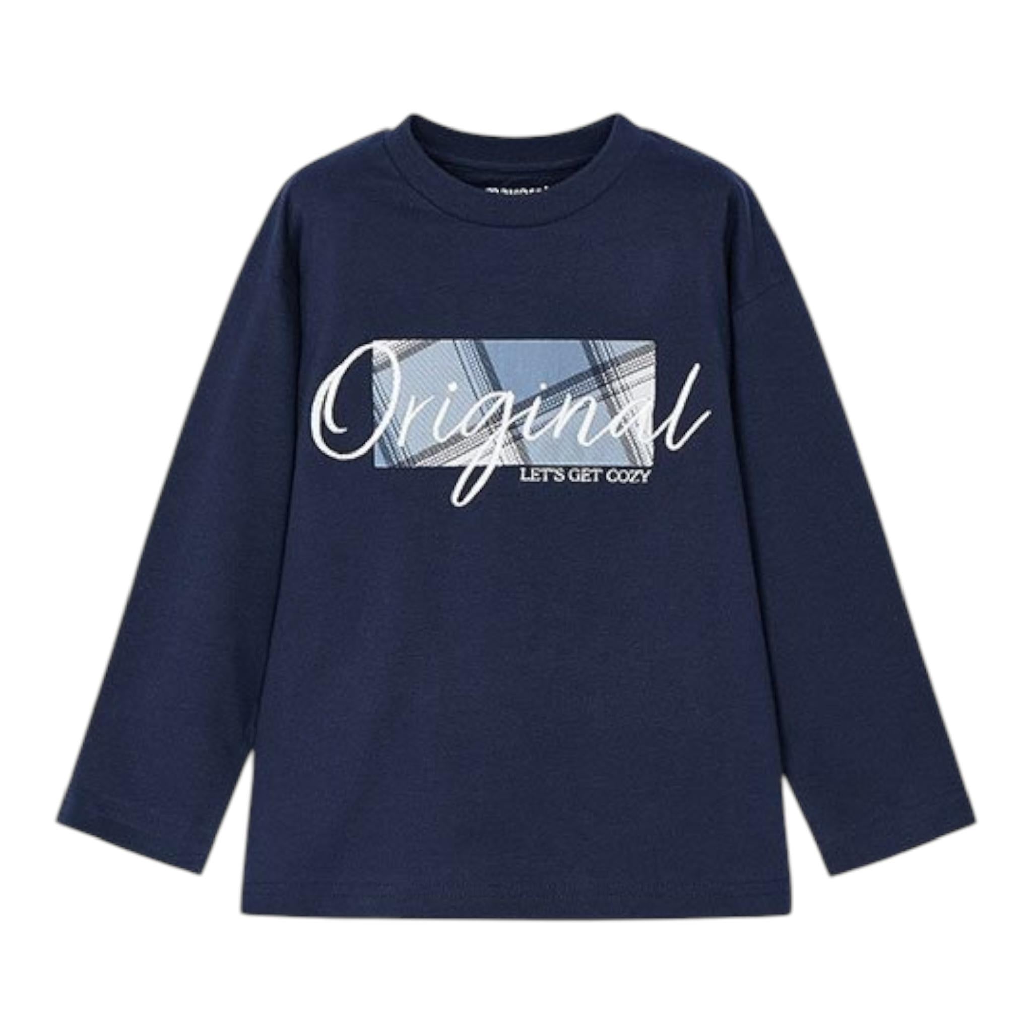 MAYORAL shirt girocollo tinta unita con stampa Blu per Bambino 4046 BLU MAYORAL 