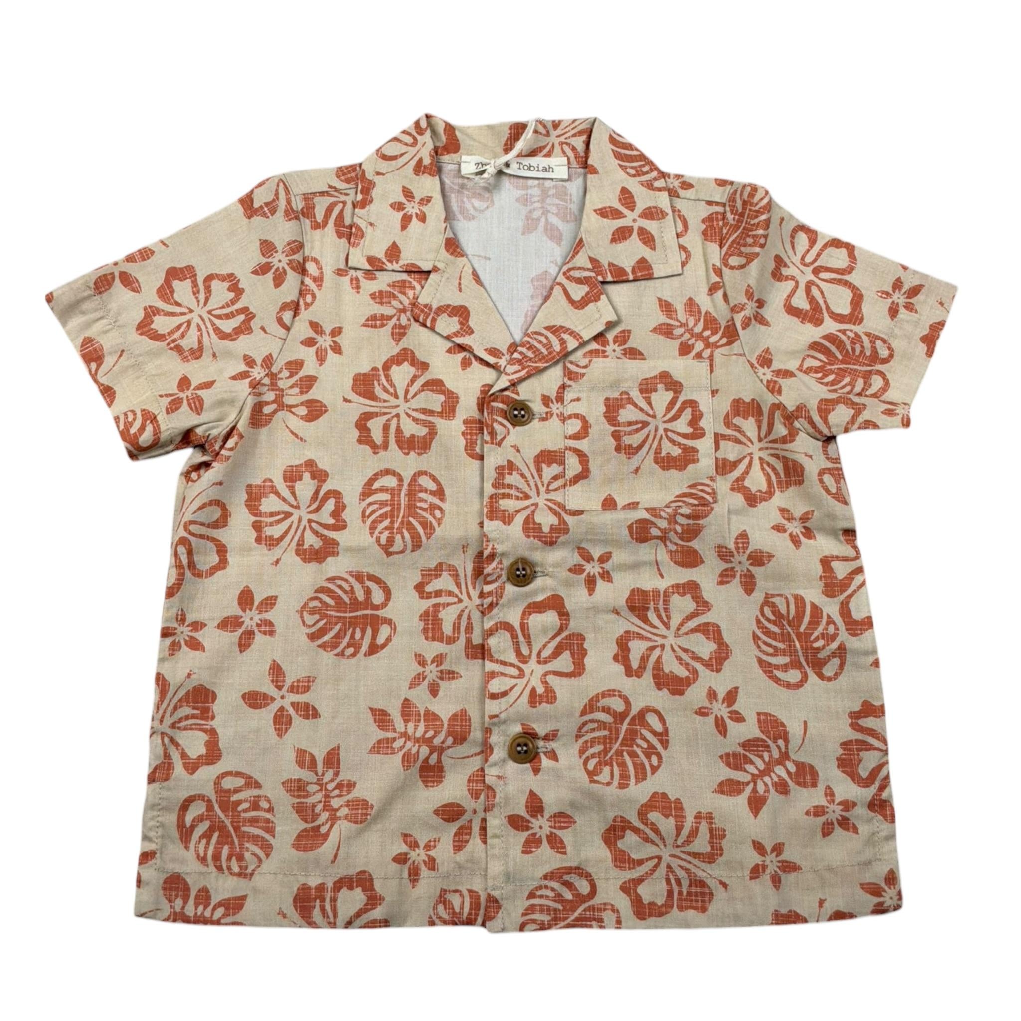 Zhoe & Tobiah Camicia Mezza Manica Tinta Unita Stampa Fantasia per Bambino WI1BJ BEIGE ZHOE & TOBIAH 