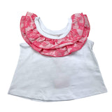 Mariuccia Schlichtes Tanktop mit kontrastierenden Rüschen Weiß für Baby Mädchen