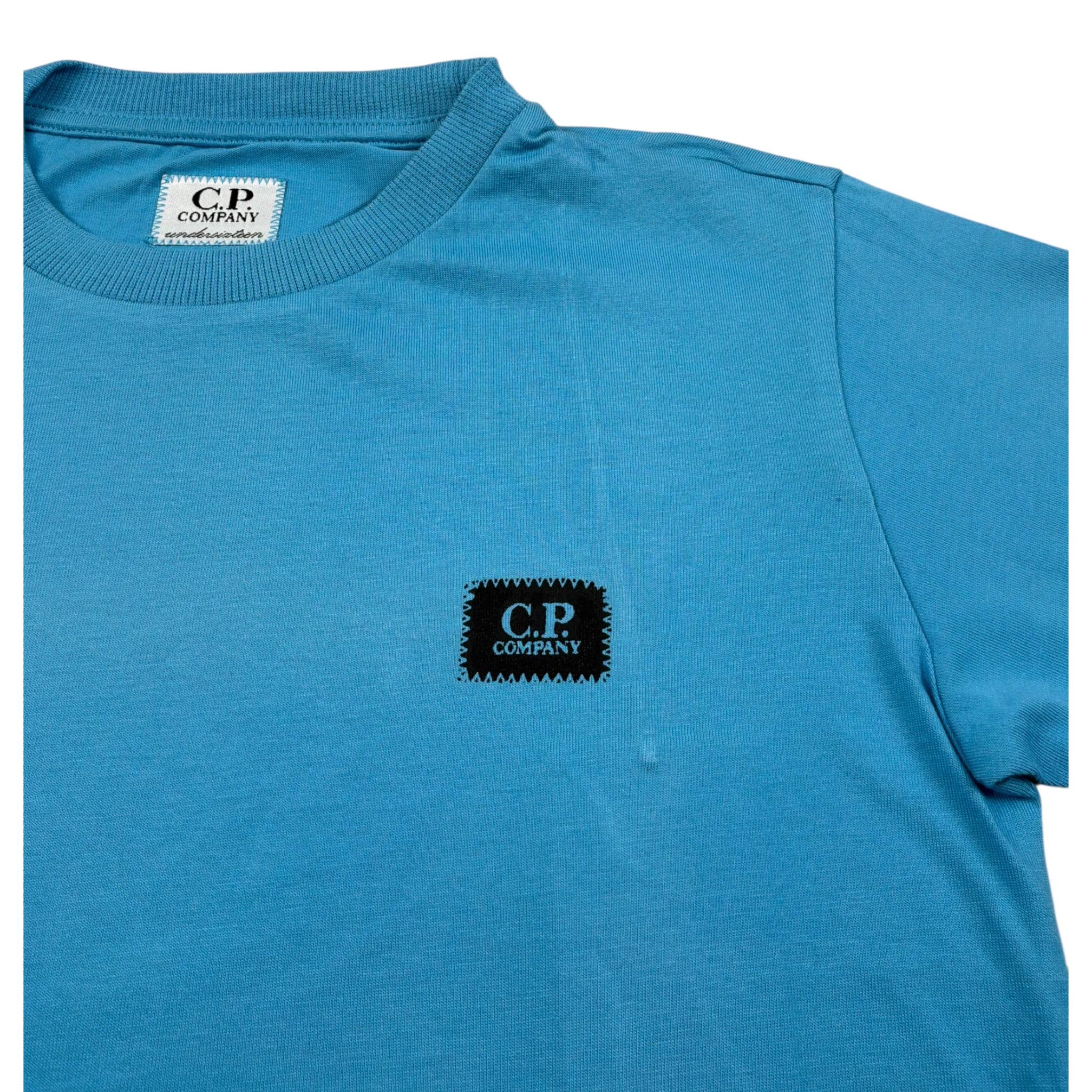 C.P. Company T-Shirt Girocollo tinta unita con Stampa Azzurro per Bambino CNM008 AZZURRO C.P. COMPANY 