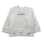 Balmain Felpa Chiusa Girocollo tinta unita con Logo Bianco per Neonato V4560NX BIANCO BALMAIN 
