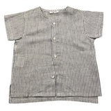 Pype Camicia Tinta Unita Mezza Manica Con Fantasia A Righe Bianco/Grigio Per Neonato