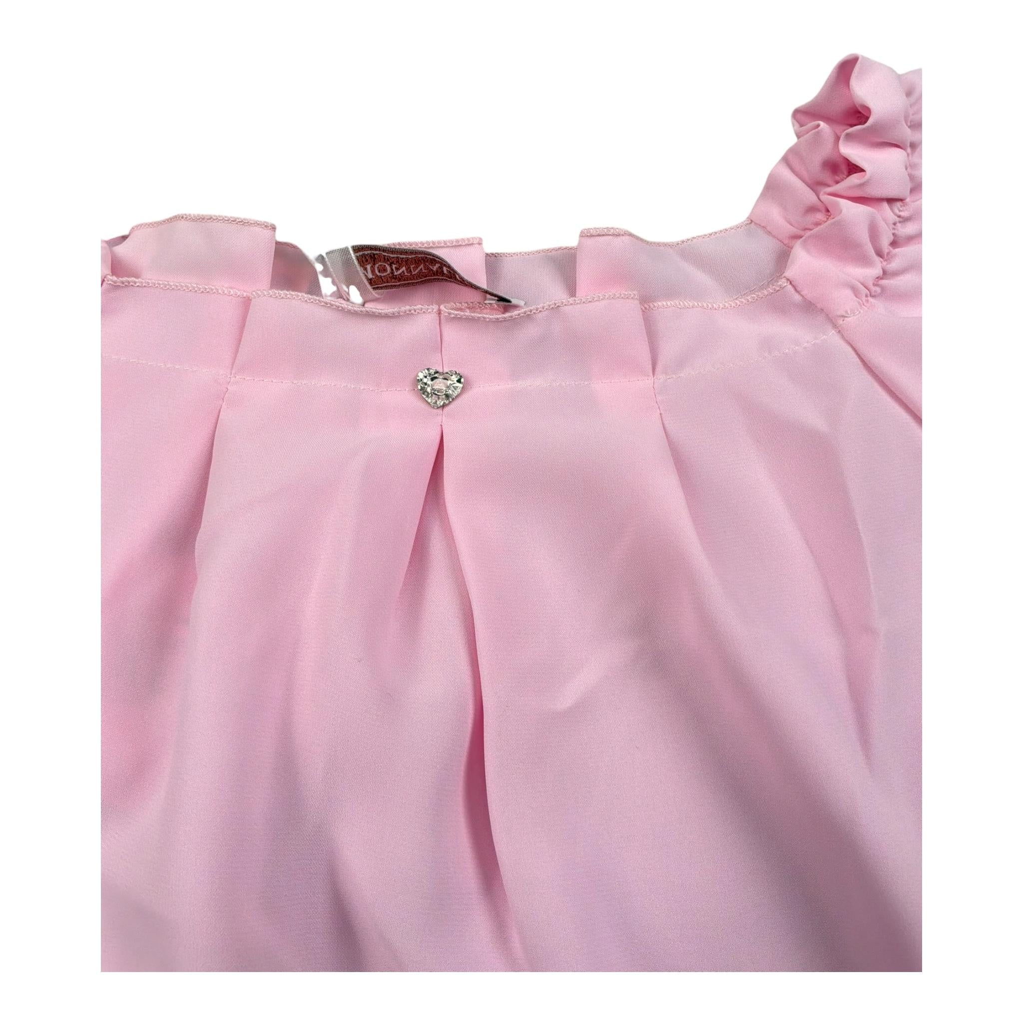 Monnalisa Camicia Mezza Manica Tinta Unita per Bambina 17E300X ROSA MONNALISA 