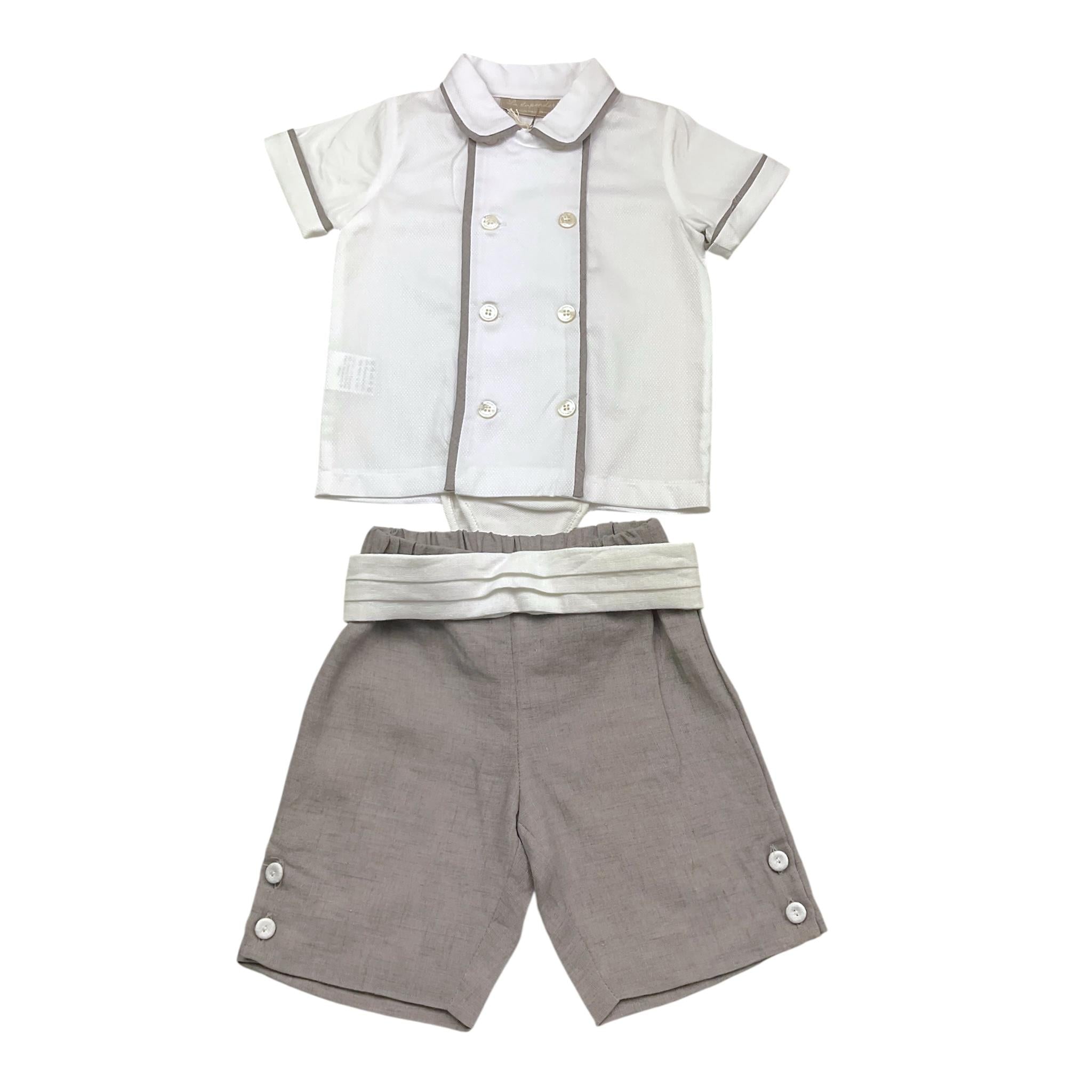 La Stupenderia Completo 2 Pezzi Camicia-Bermuda Bicolore per Neonato CCCT71 BIANCO/SABBIA LA STUPENDERIA 