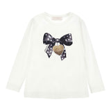 Monnalisa Shirt Girocollo Tinta Unita con Stampa per Bambina 19D612J BIANCO MONNALISA 