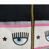 Chiara Ferragni Felpa Tinta Unita Con Zip Cappuccio E Stampa Nero Per Neonata
