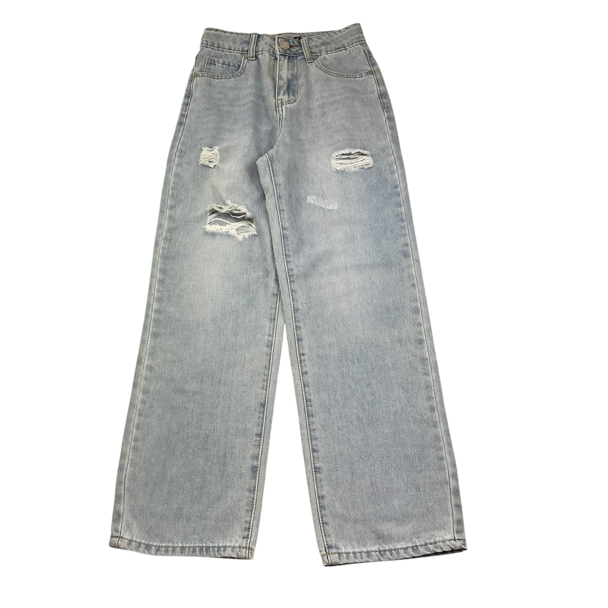 Manila Grace Jeans Tinta Unita con Strappi per Bambina 198PMJS25X AZZURRO MANILA GRACE 