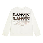LANVIN felpa chiusa girocollo tinta unita con logo Panna per Bambino N30141 PANNA LANVIN 