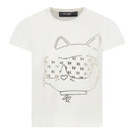 Karl Lagerfeld T-Shirt Girocollo tinta unita con Stampa Panna per Bambina Z30447 PANNA KARL LAGERFELD 