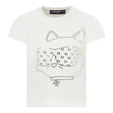 Karl Lagerfeld T-Shirt Girocollo tinta unita con Stampa Panna per Bambina Z30447 PANNA KARL LAGERFELD 