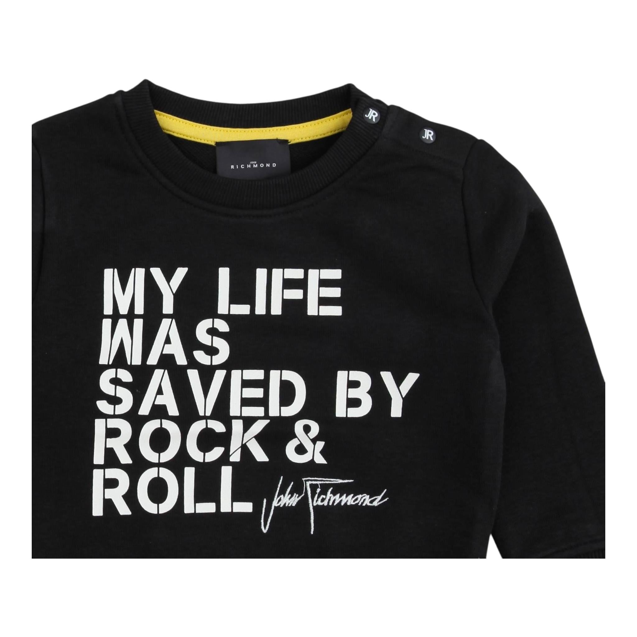 JOHN RICHMOND felpa girocollo tinta unita con stampa Nero per Neonato RIA24061FE NERO JOHN RICHMOND 