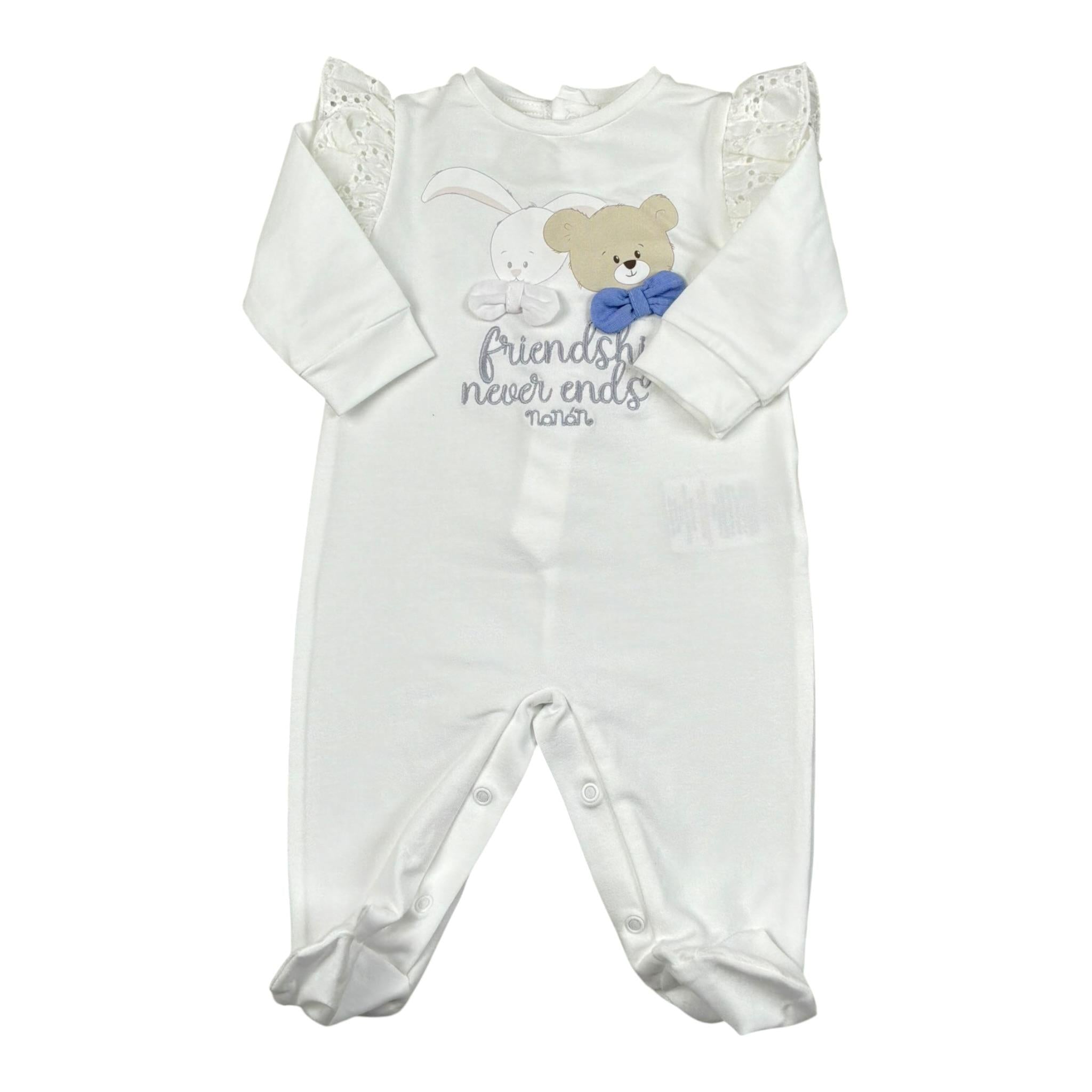 Nanan Tutina tinta unita con Ricami Bianco per Neonata E24418 BIANCO NANAN 