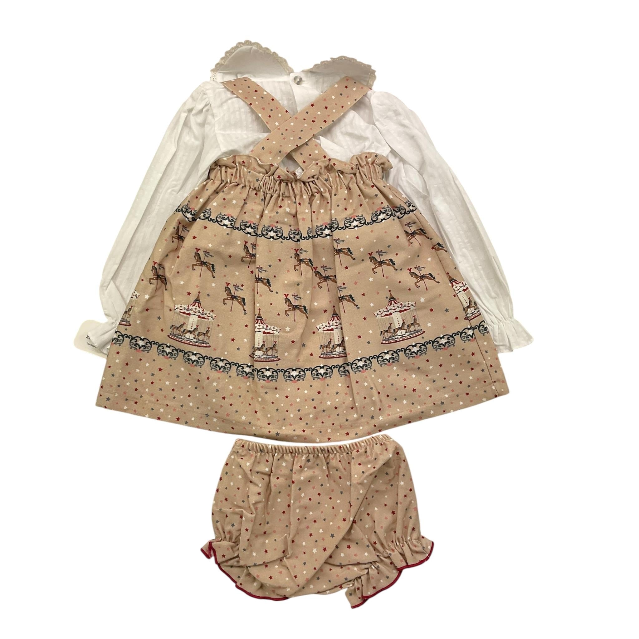 VALENTINA BEBES abito 3pz camicia-coulotte-abito Beige per Bambina MAR79J BEIGE VALENTINA BEBES 