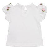 Monnalisa T-Shirt Girocollo Tinta Unita con Applicazioni per Bambina 31E604X BIANCO MONNALISA 