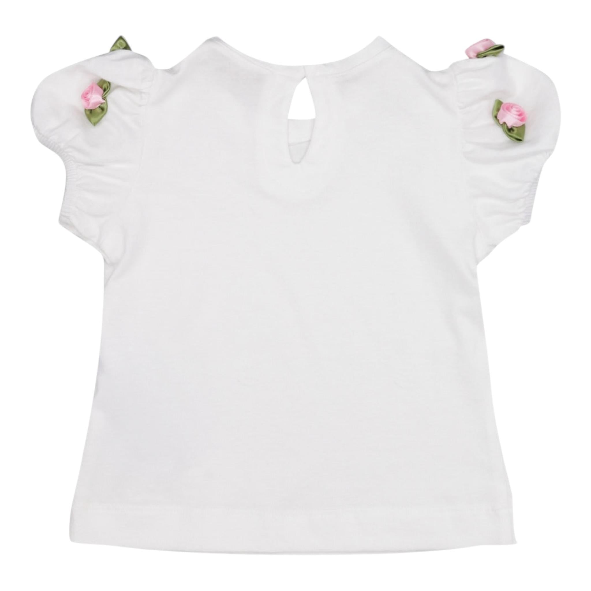 Monnalisa T-Shirt Girocollo Tinta Unita con Applicazioni per Bambina 31E604X BIANCO MONNALISA 