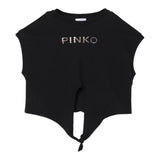 Pinko T-Shirt Girocollo Tinta Unita con Logo per Bambina KFTS004X NERO PINKO 
